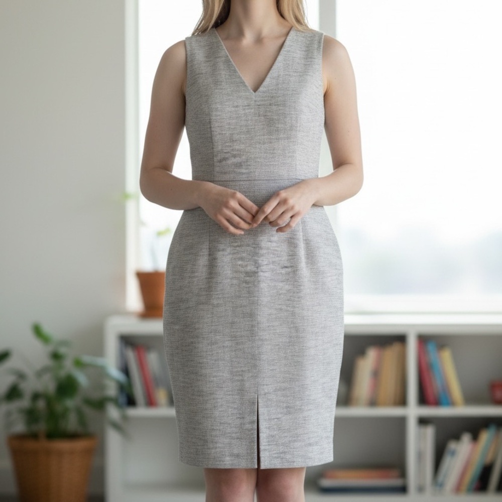 Banana Republic Body Conscious Gray Sheath Dress w/ front Split Sz 8 NWOT
